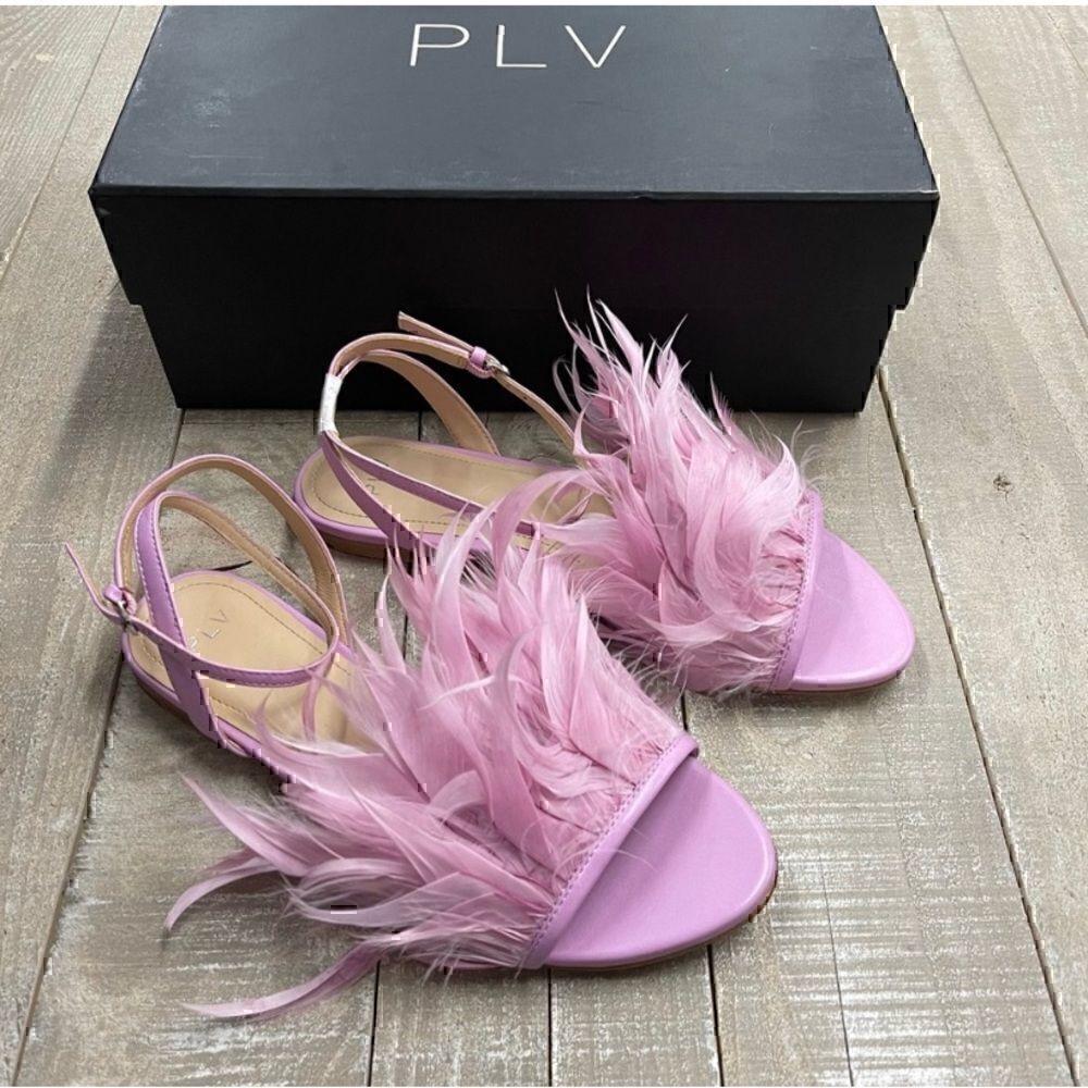 New Size 8 Anthropologie Pour La Victoire Layla Feathered Sandals - Picture 4 of 5